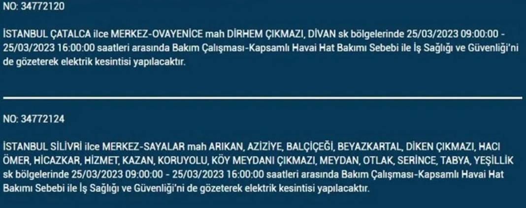 İstanbullular dikkat! Yarın bu ilçelerde elektrikler kesilecek 7
